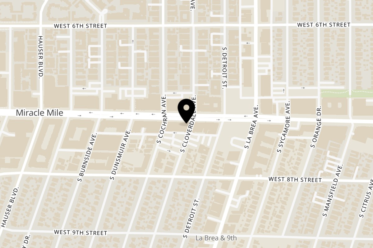 Map showing the location of Andre's on 5400 Wilshire Blvd in Los Angeles